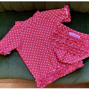 Ruffle Butts Red Polka Dot Girls Swimsuit Rashguard 4T